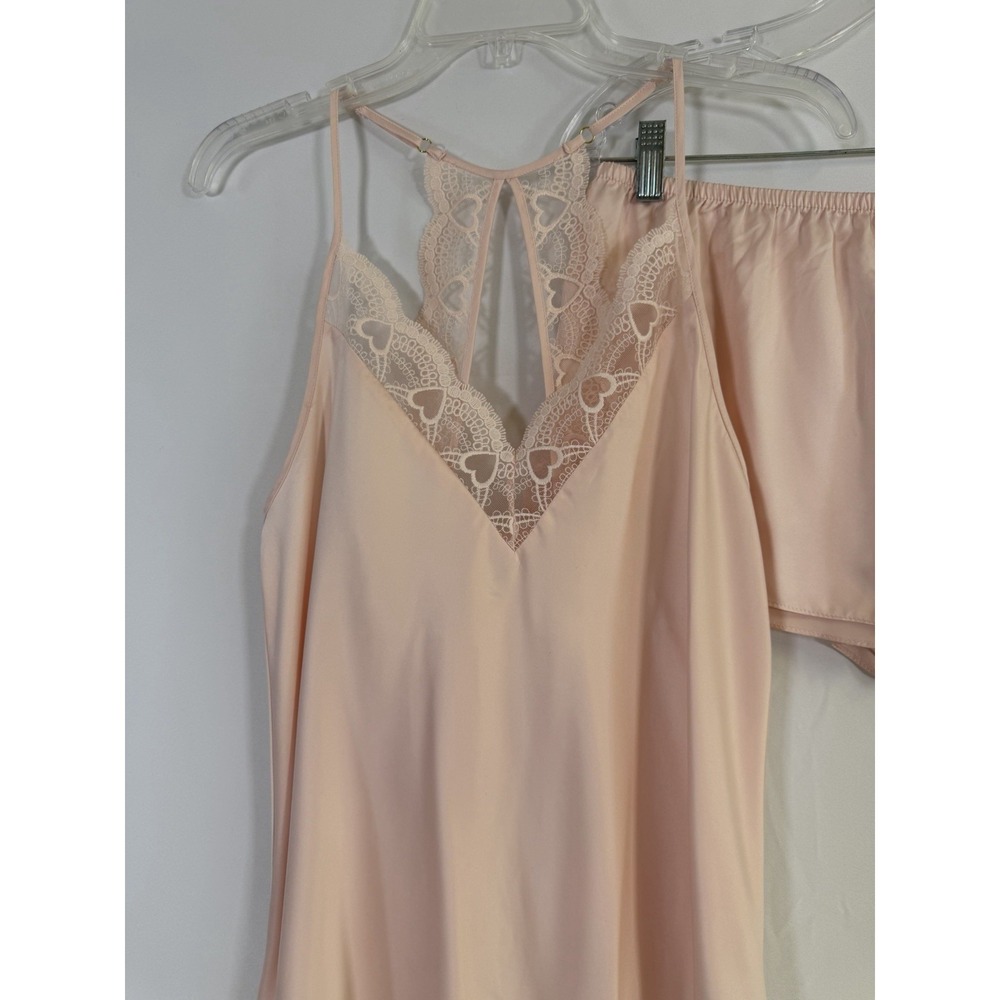 NWOT Flora by Flora Nikrooz M Kit Heart Lace Cami & Tap Shorts Pajama Set Pink - Picture 4 of 14